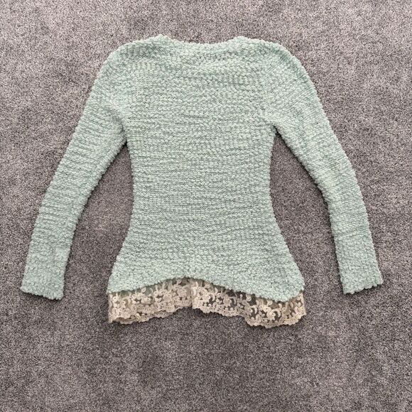 Cottagecore Popcorn Sweater Large 11-13 Lace Fairycore Soft Girl Feminine Dainty - Picture 9 of 9